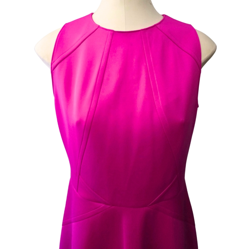 TED BAKER London Sew In Love Mitton Scuba Sleeveless Skater Dress Hot Pink 4/10 - Picture 4 of 8